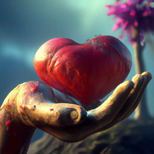 Heart on Palm Detailed Matte Painting