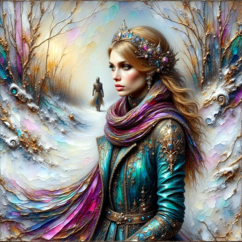 Winter Queen Portrait in Impasto Oil Painting