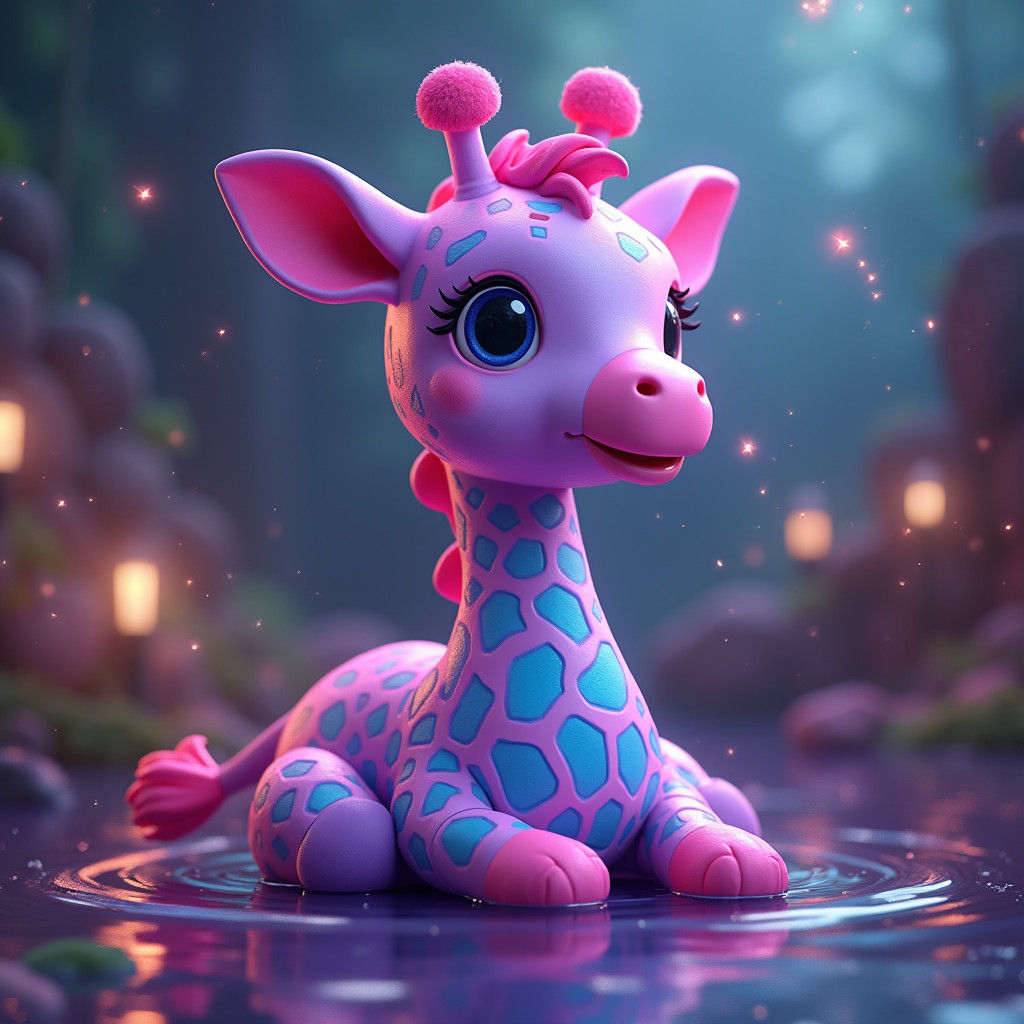 Vibrant Pool Toy Giraffe Radiating Energy