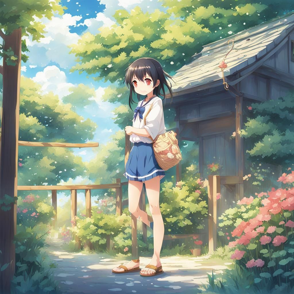 Anime Girl Enjoying Summer Day