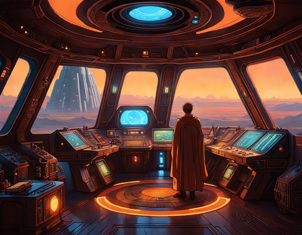 Jedi Temple Command Deck in Digital Painting Style