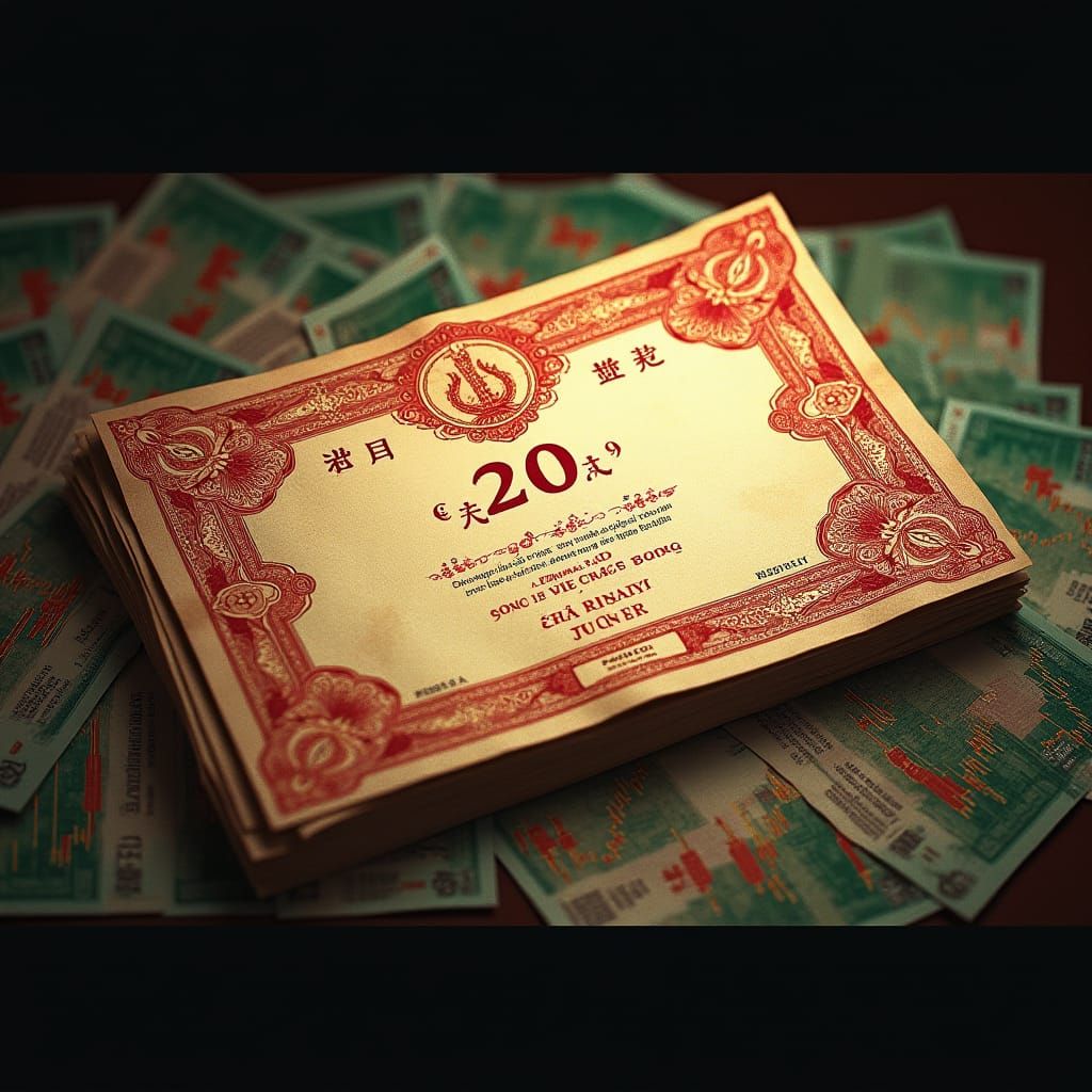 Ornate Bond Certificate with Stock Market Charts