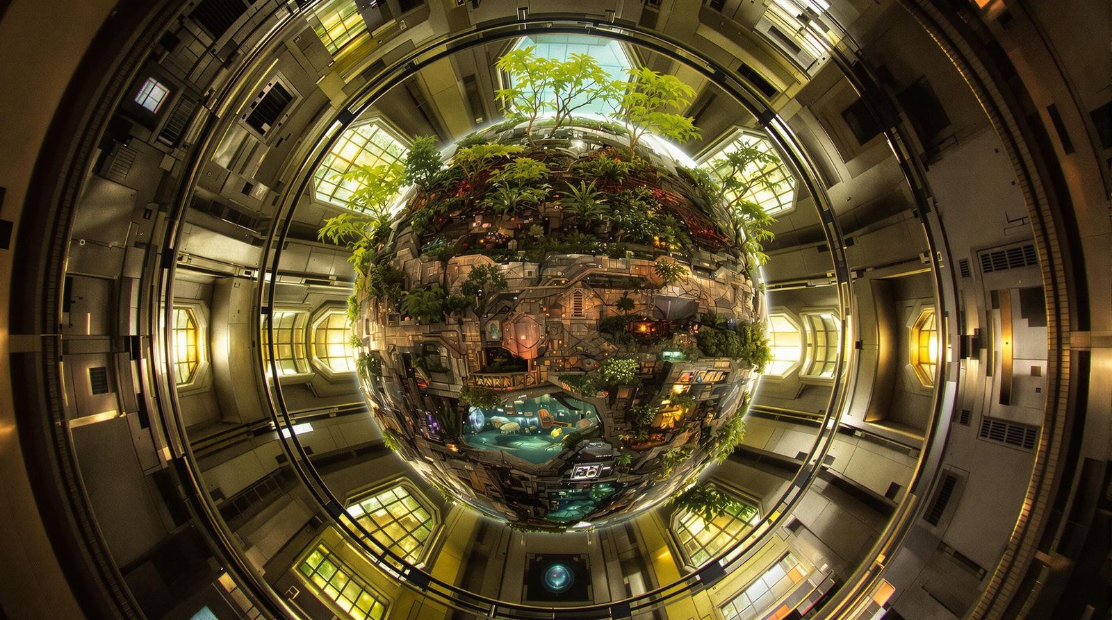 Miniature Garden Planet in Colossal Metal Sphere