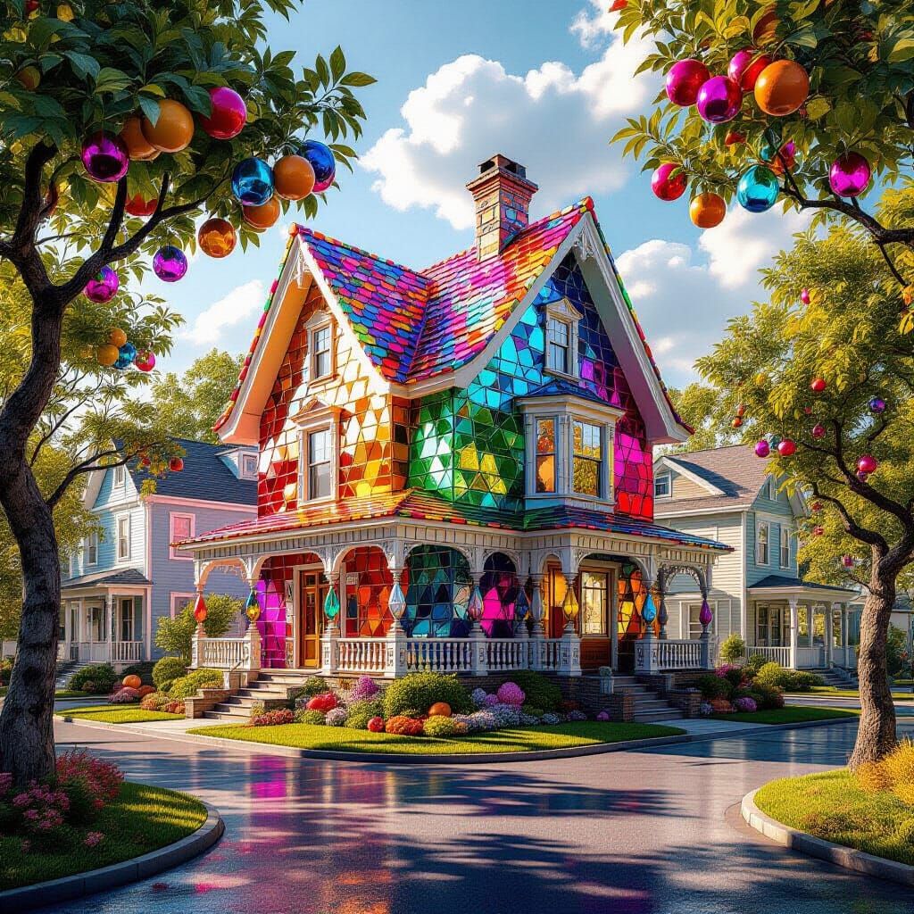 Gemstone House Neighborhood in Surreal Style