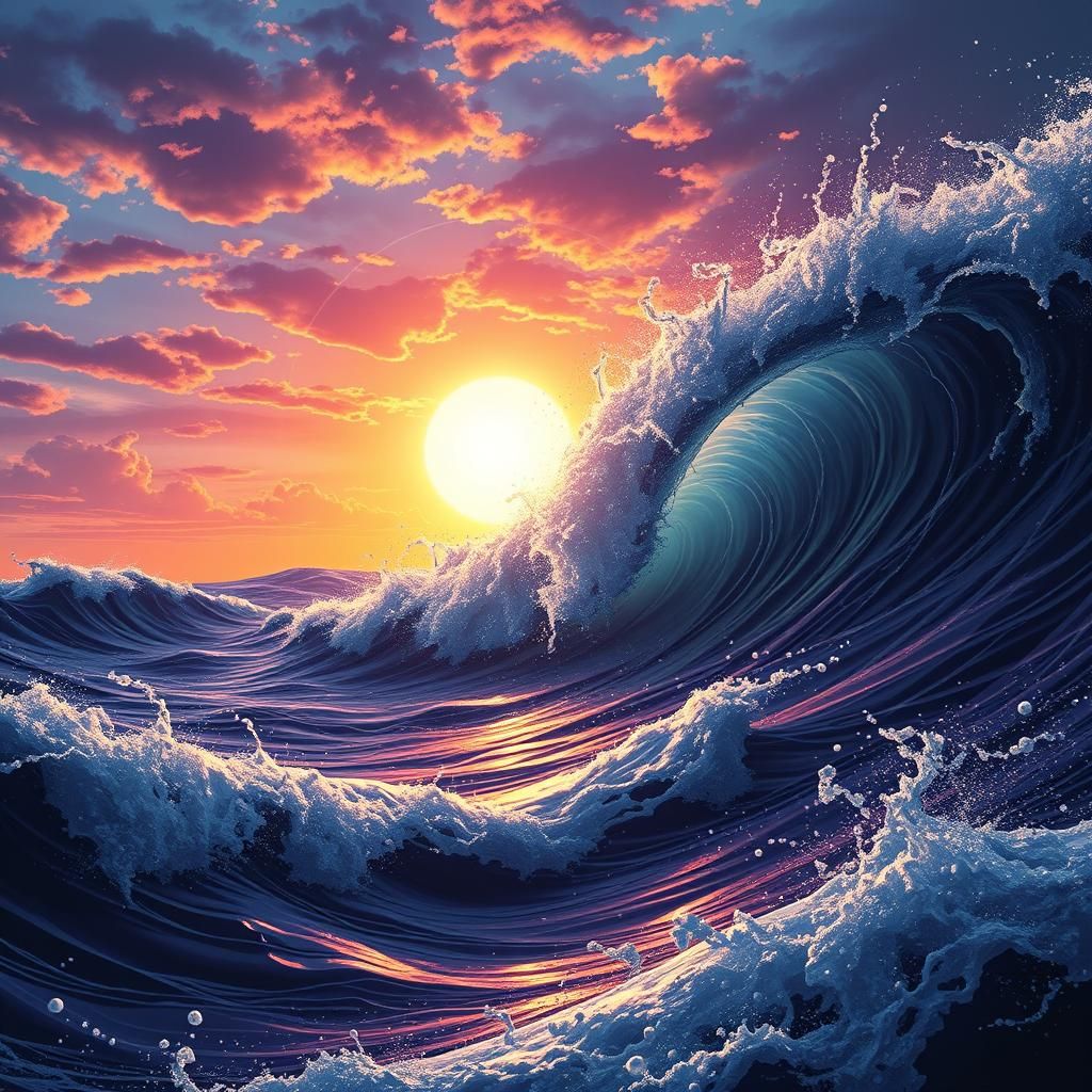 Mystic Horror Sunset in Hyperrealistic Splash Art