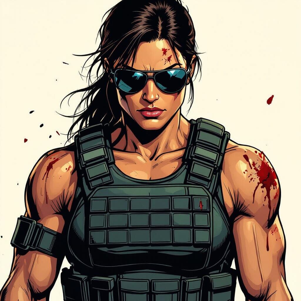 Action Heroine Ready for Battle in Comic Book Style
