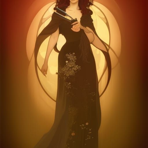 Death Queen in Alphonse Mucha Style
