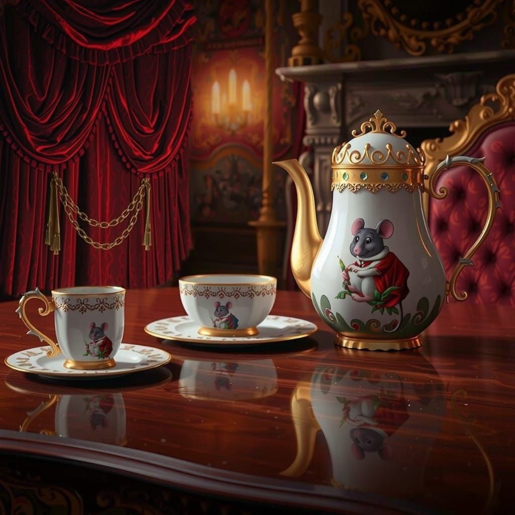 Regal Coffee Service in Luxurious Victorian Era Setting