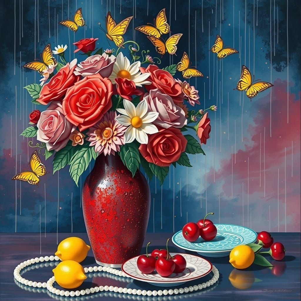 Golden Whimsy: Quilled Roses in a Glittering Vase