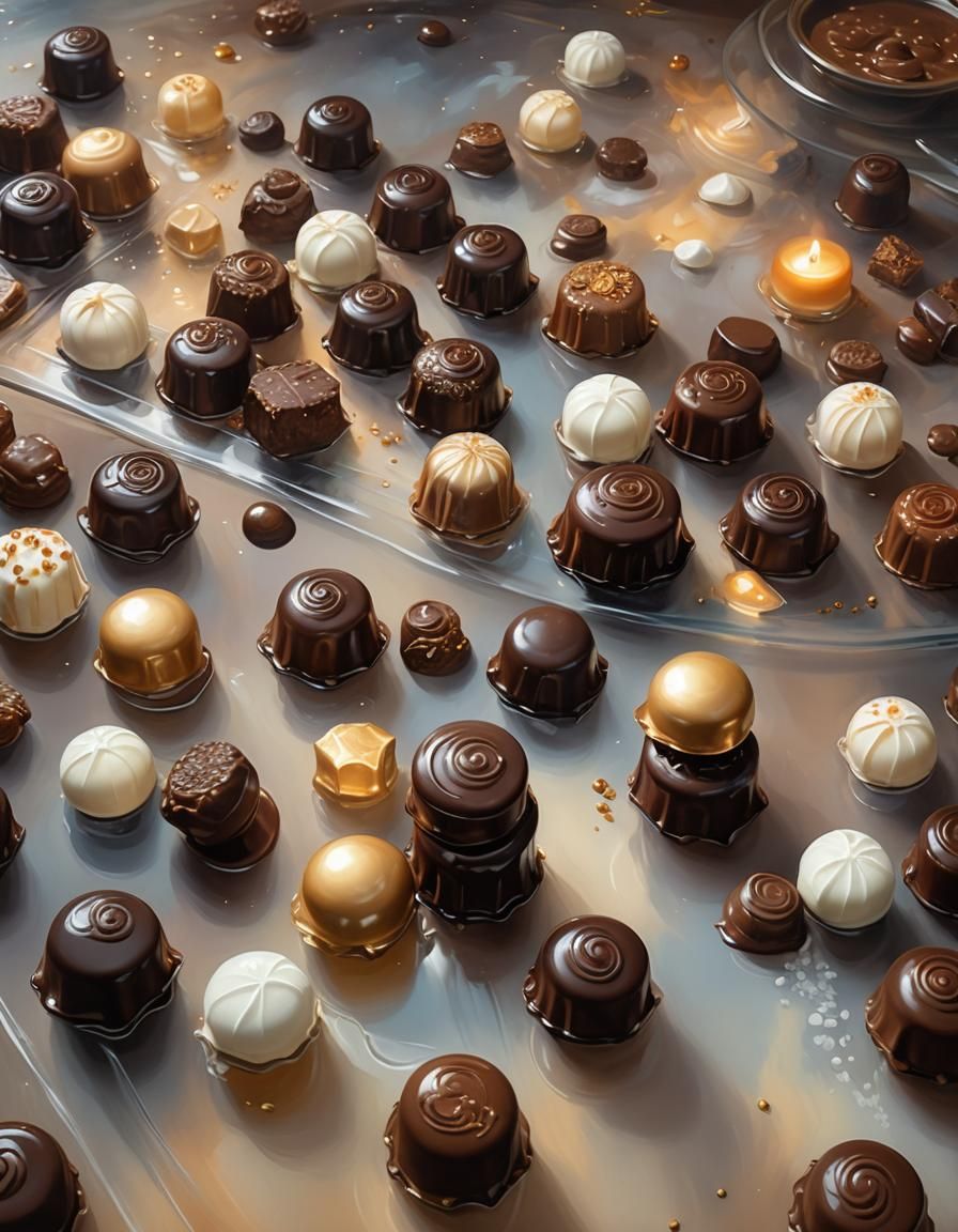 Dreamy Chocolate Treats in Ethereal Oil Painting Style