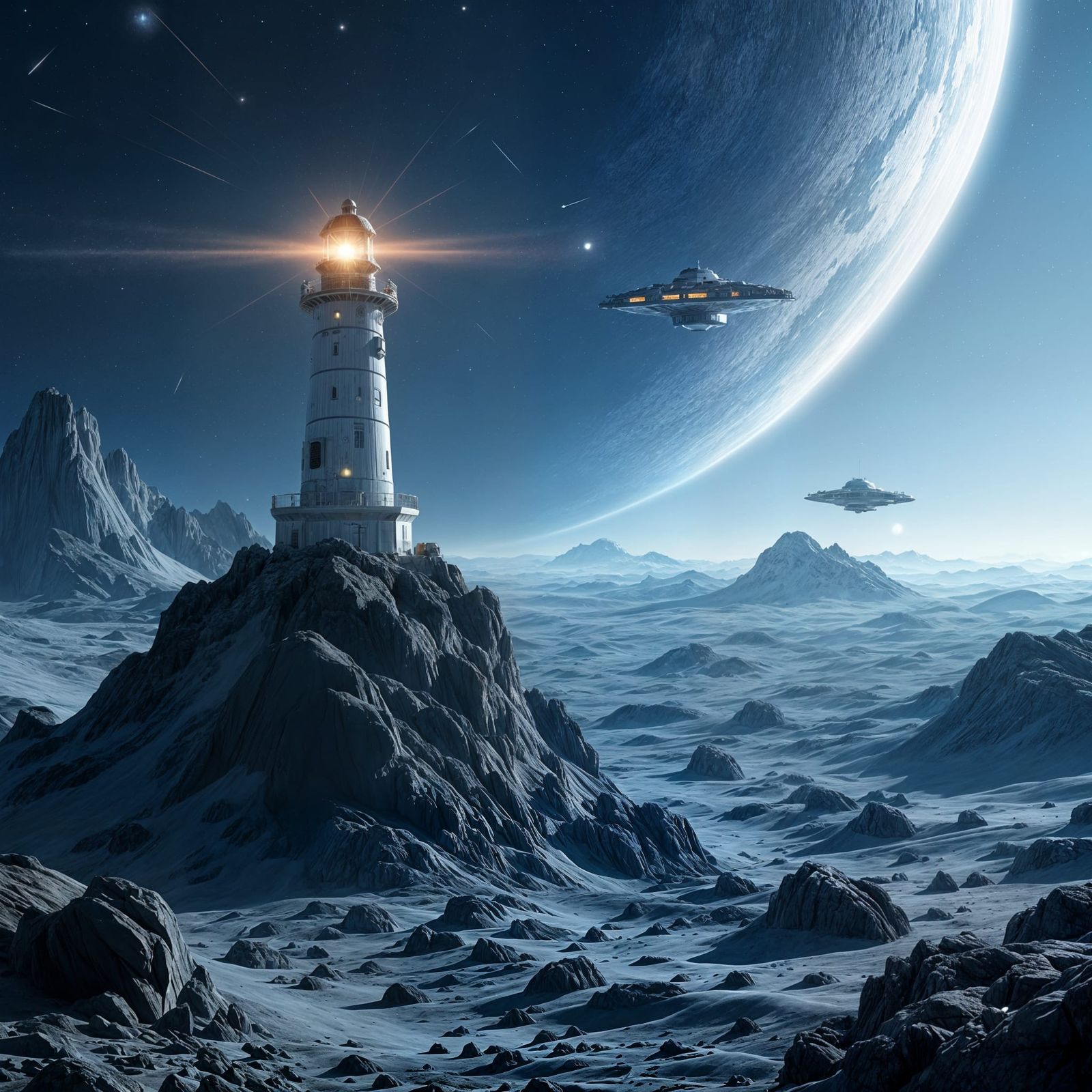 Lighthouse Guiding Starships in Space