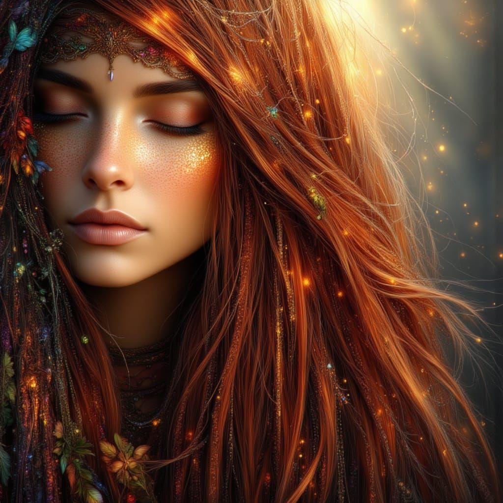 Beautiful Woman Meditating with Heart Glow