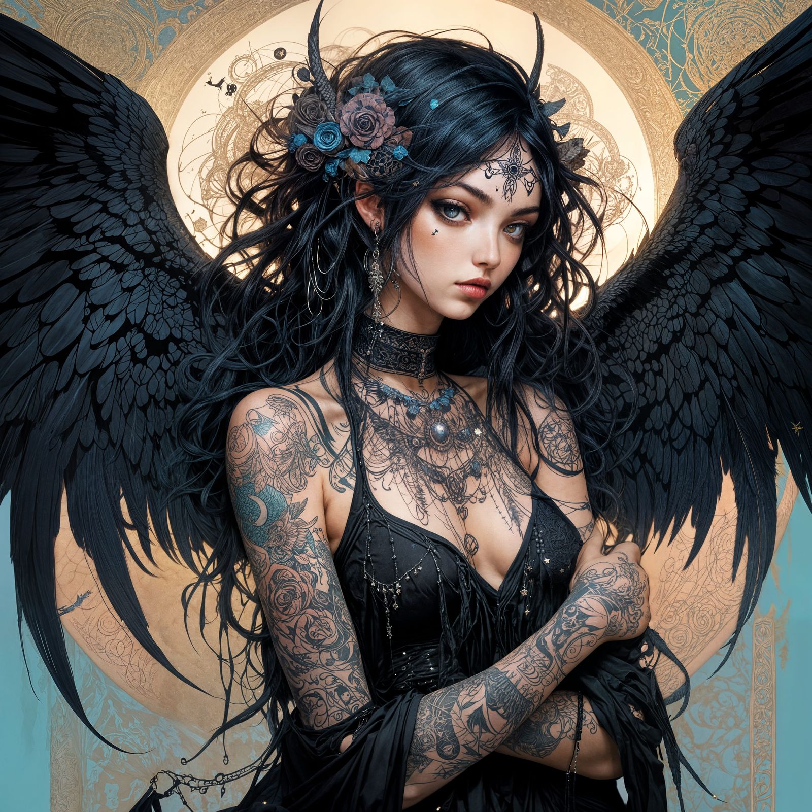 Fallen Angel with Celestial Tattoos