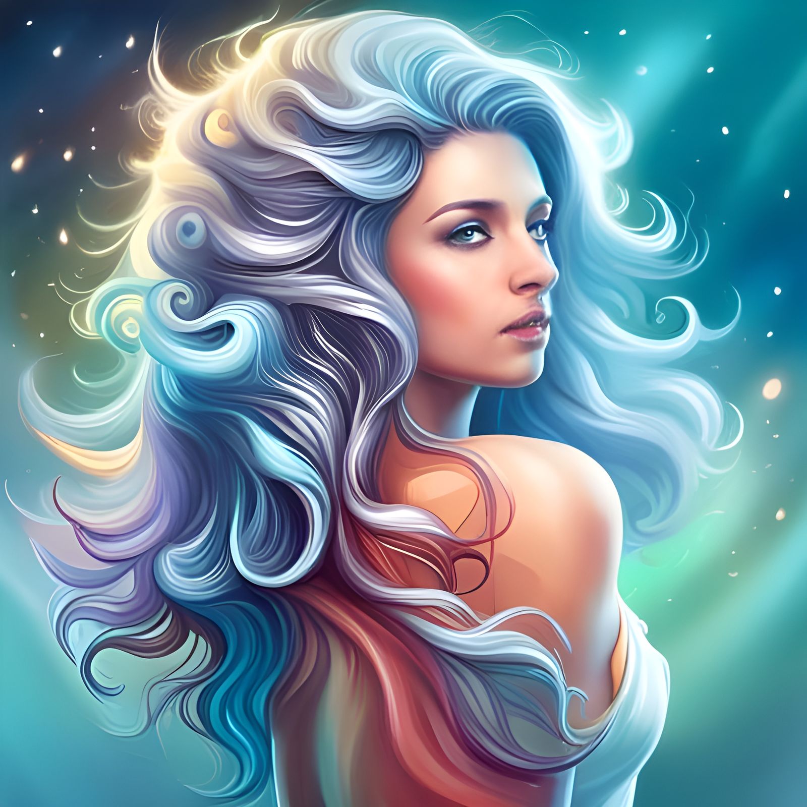 Ethereal Woman with Drops of Jupiter in Hair