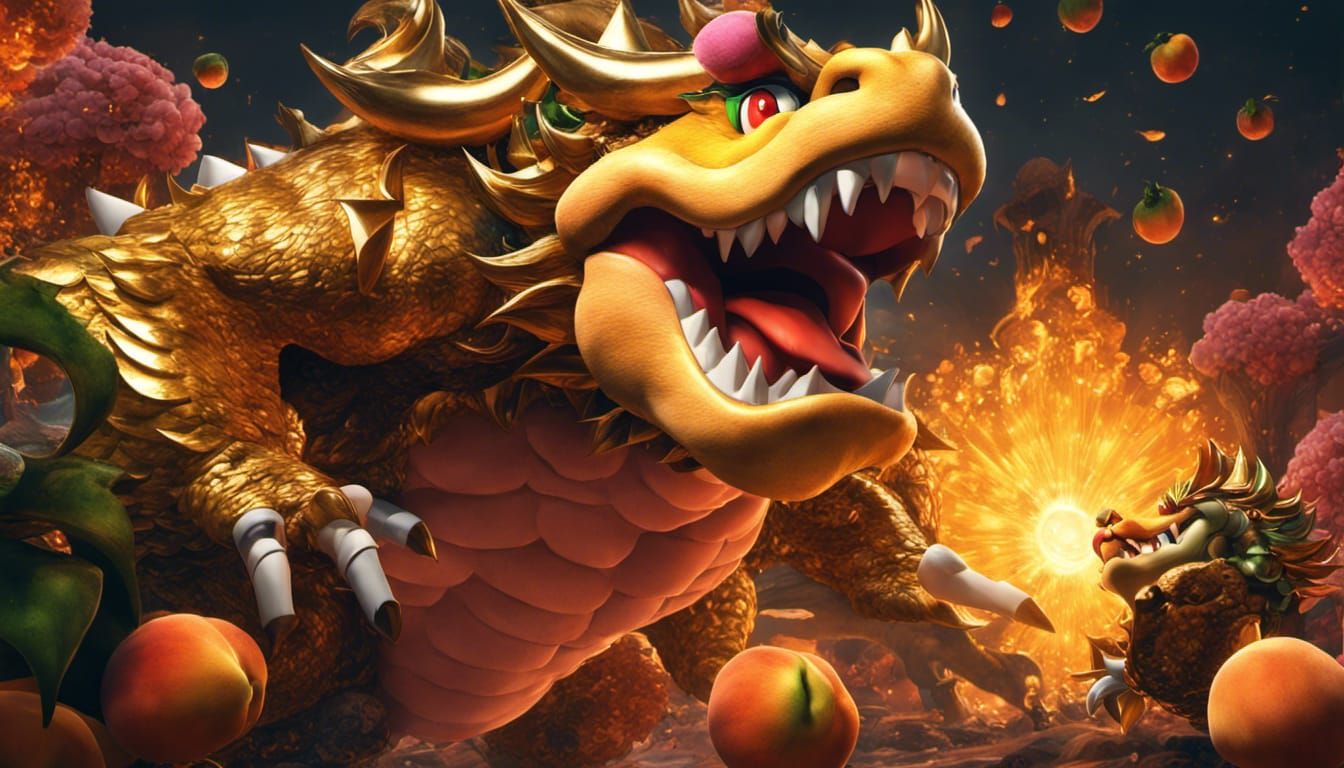 Princess Peach Battles Bowser, Golden Age Illustration
