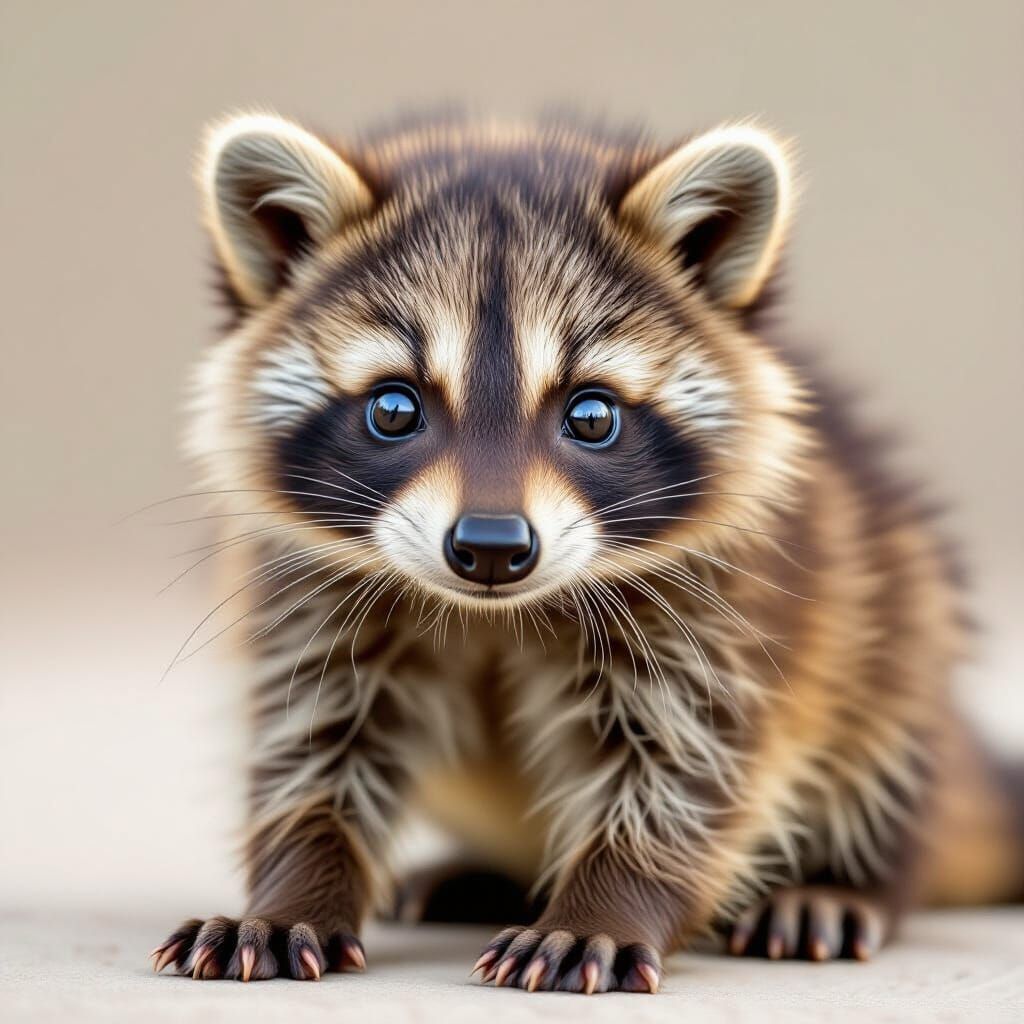 Adorable Baby Raccoon Portrait