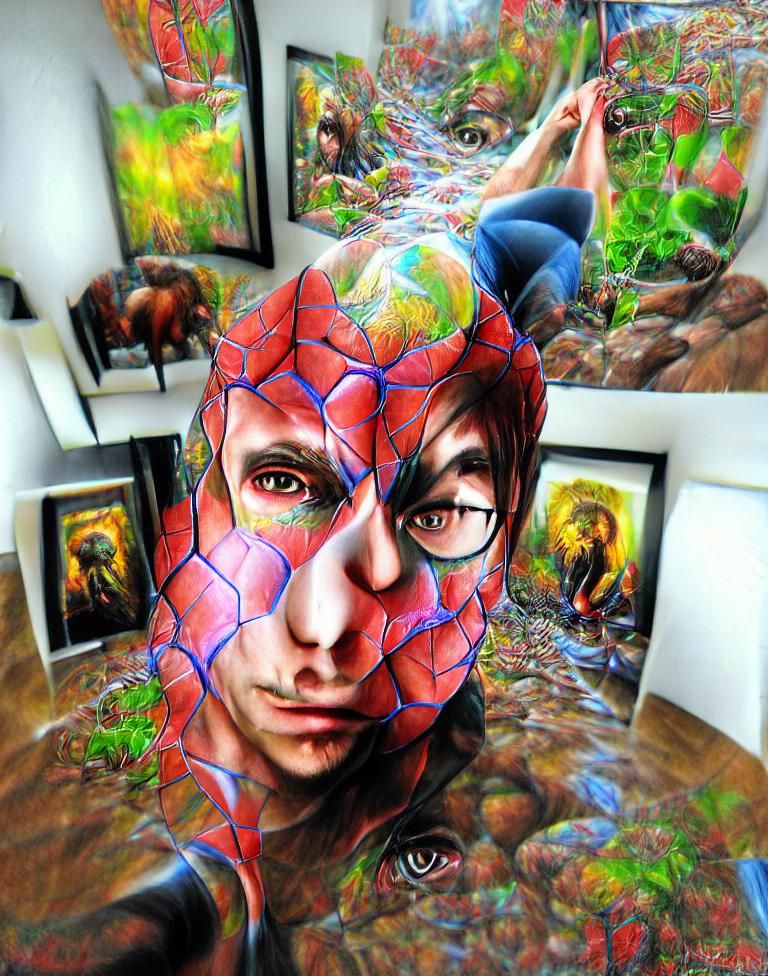 Psychedelic Self-Portrait with Web Motifs