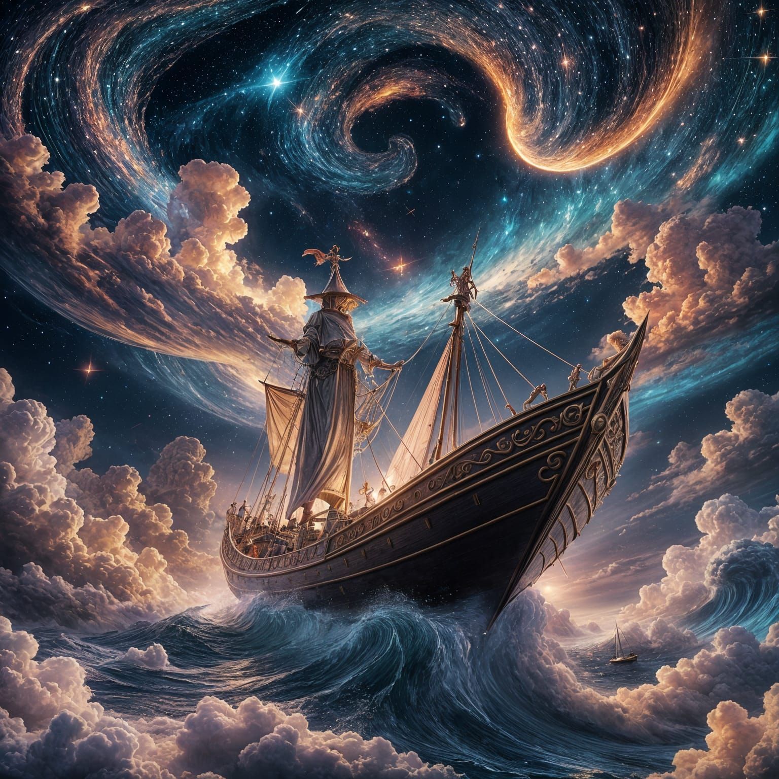 Night Sky Sailing: Hyperdetailed Concept Art