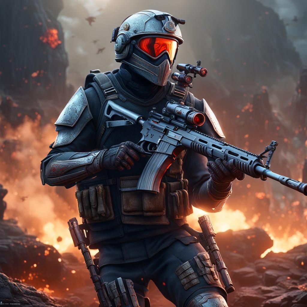 Detailed Soldier Matte Painting in Deep Color