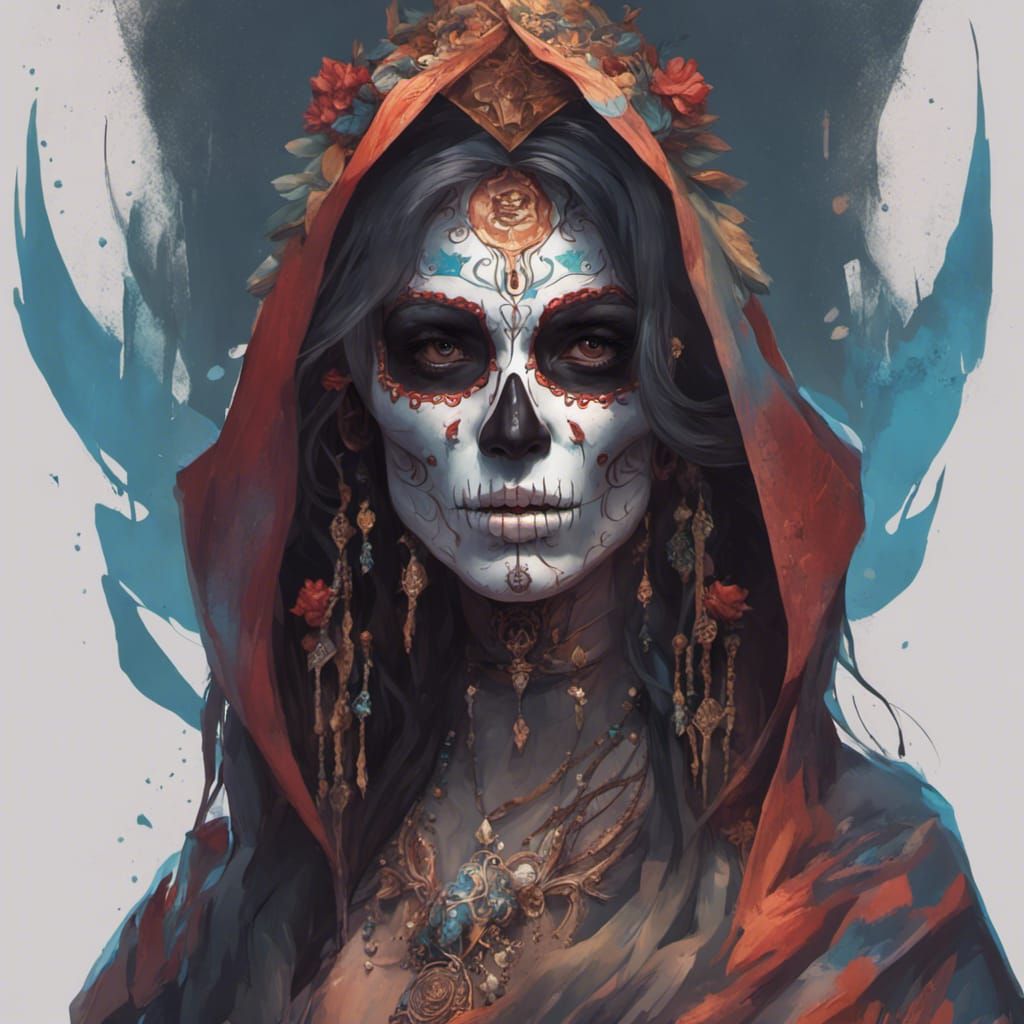 Santa Muerte Portrait in Hyperdetailed Lighting