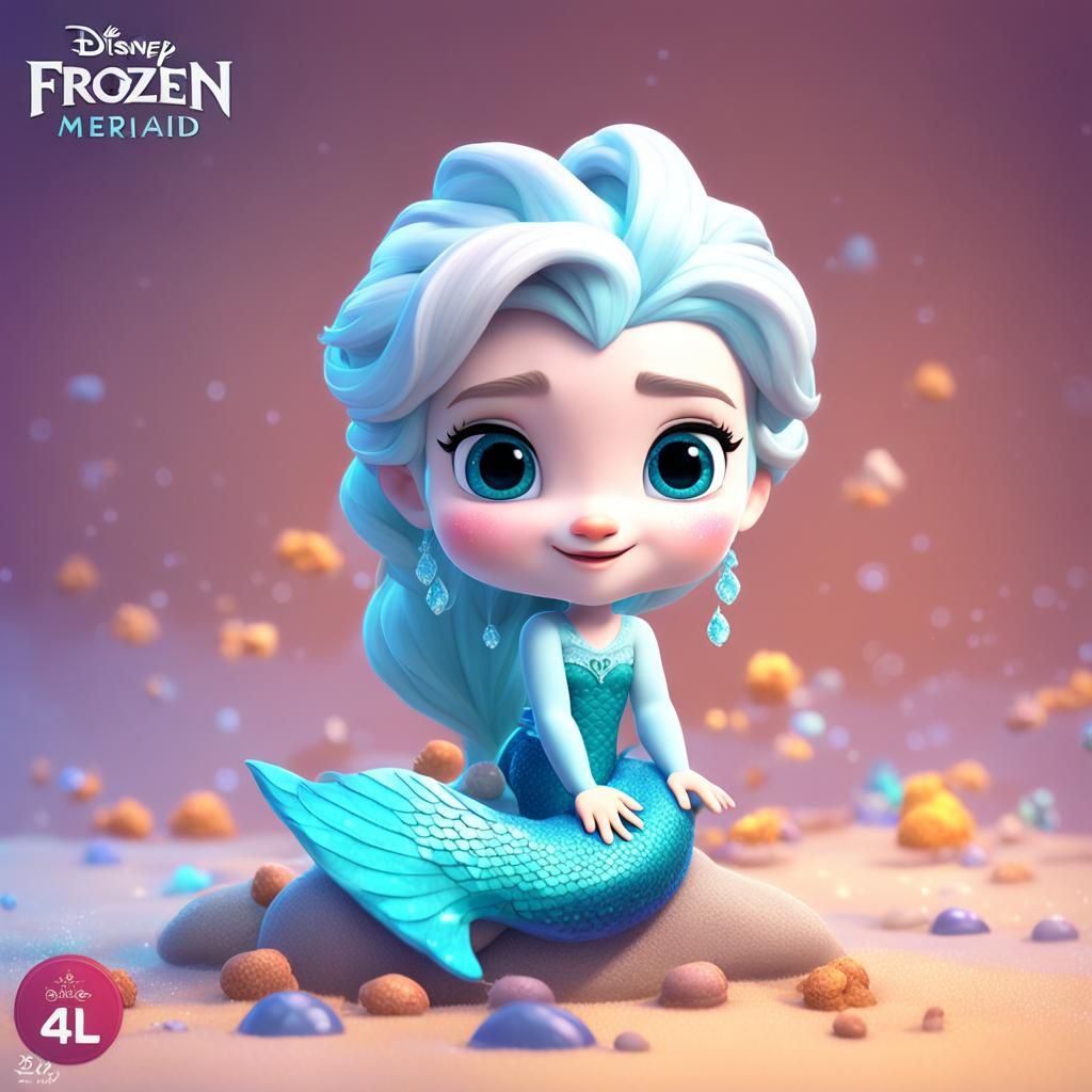 Chibi Elsa Mermaid: 3D Digital Art