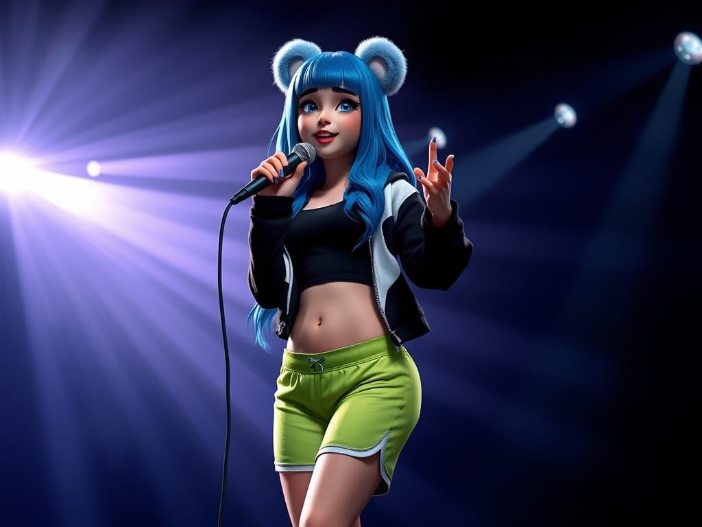 European Lady Dancing on Stage in 3D Style