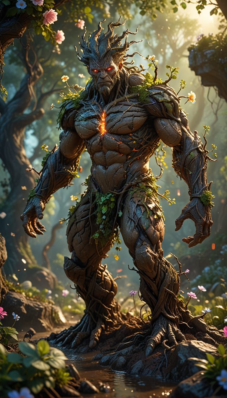 Earth Elemental Protecting Nature: Fantasy Art in 8K