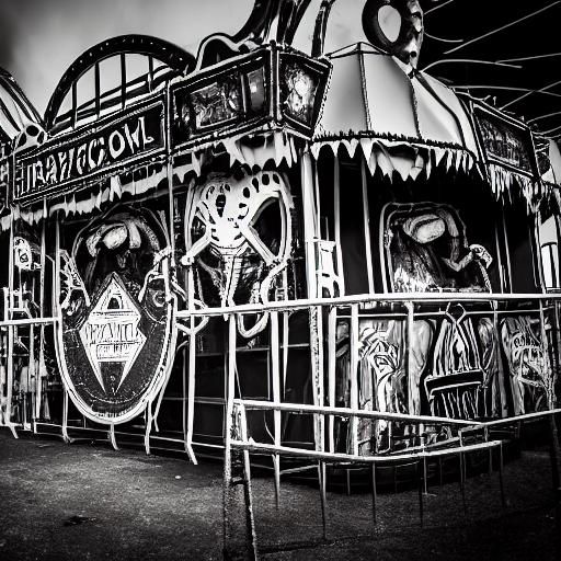 Lovecraftian Carnival Ride in Black and White