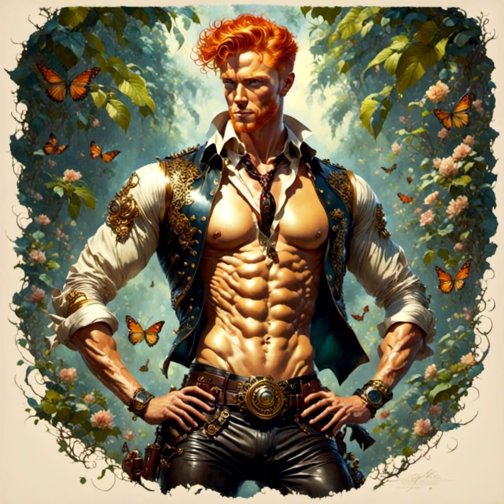 Hyperrealistic Ginger Singer in Sensuous Stage Performance