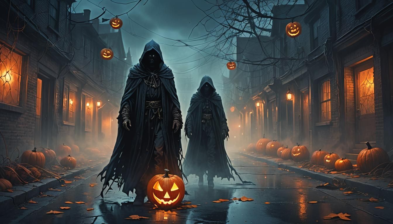 Mysterious Figure on Haunted October Night