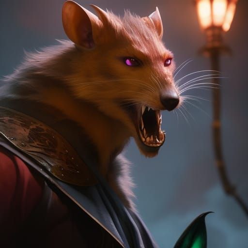 Ratman Warlock Concept Art in Detailed Fantasy Style
