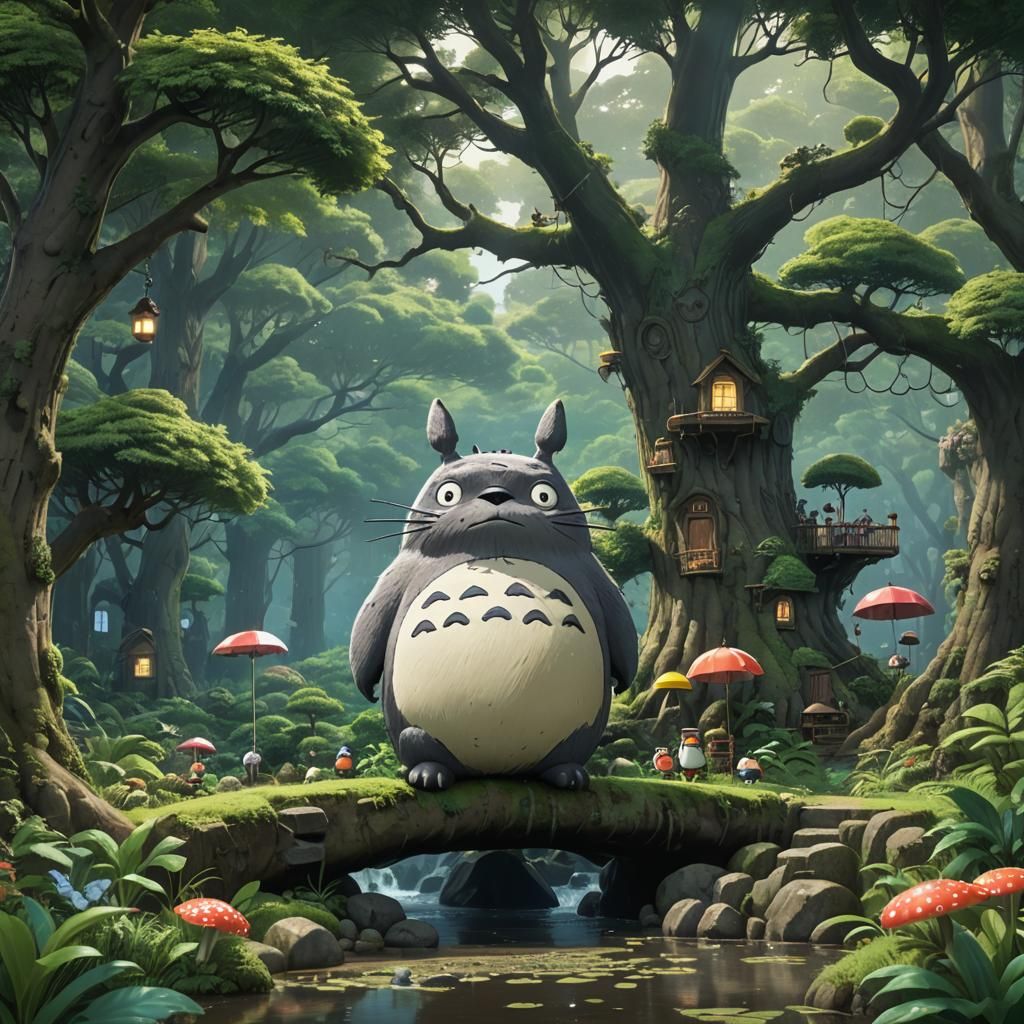 My Neighbor Totoro Matte Painting in Deep Color