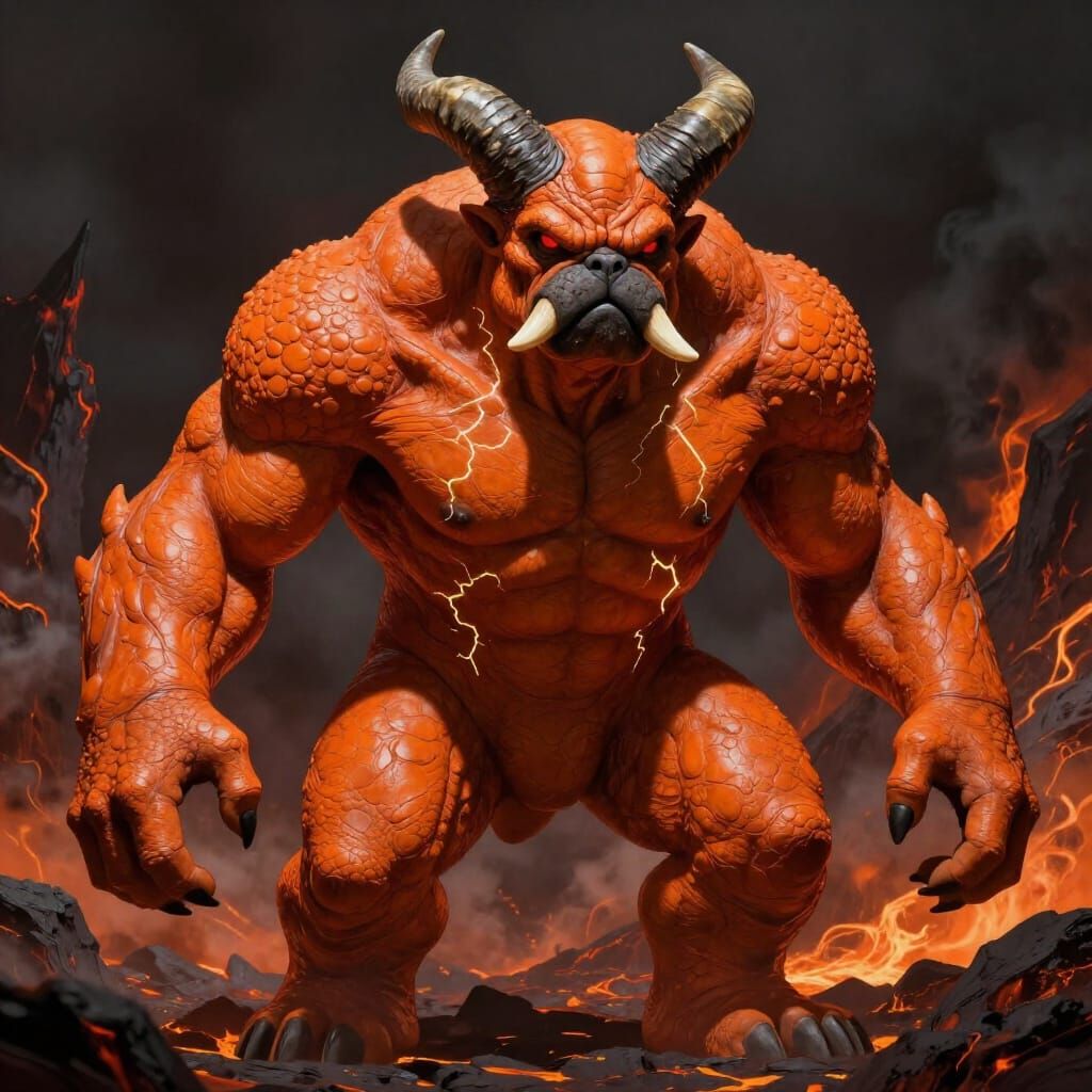 Colossal Bogrol Shedim in Volcanic Landscape