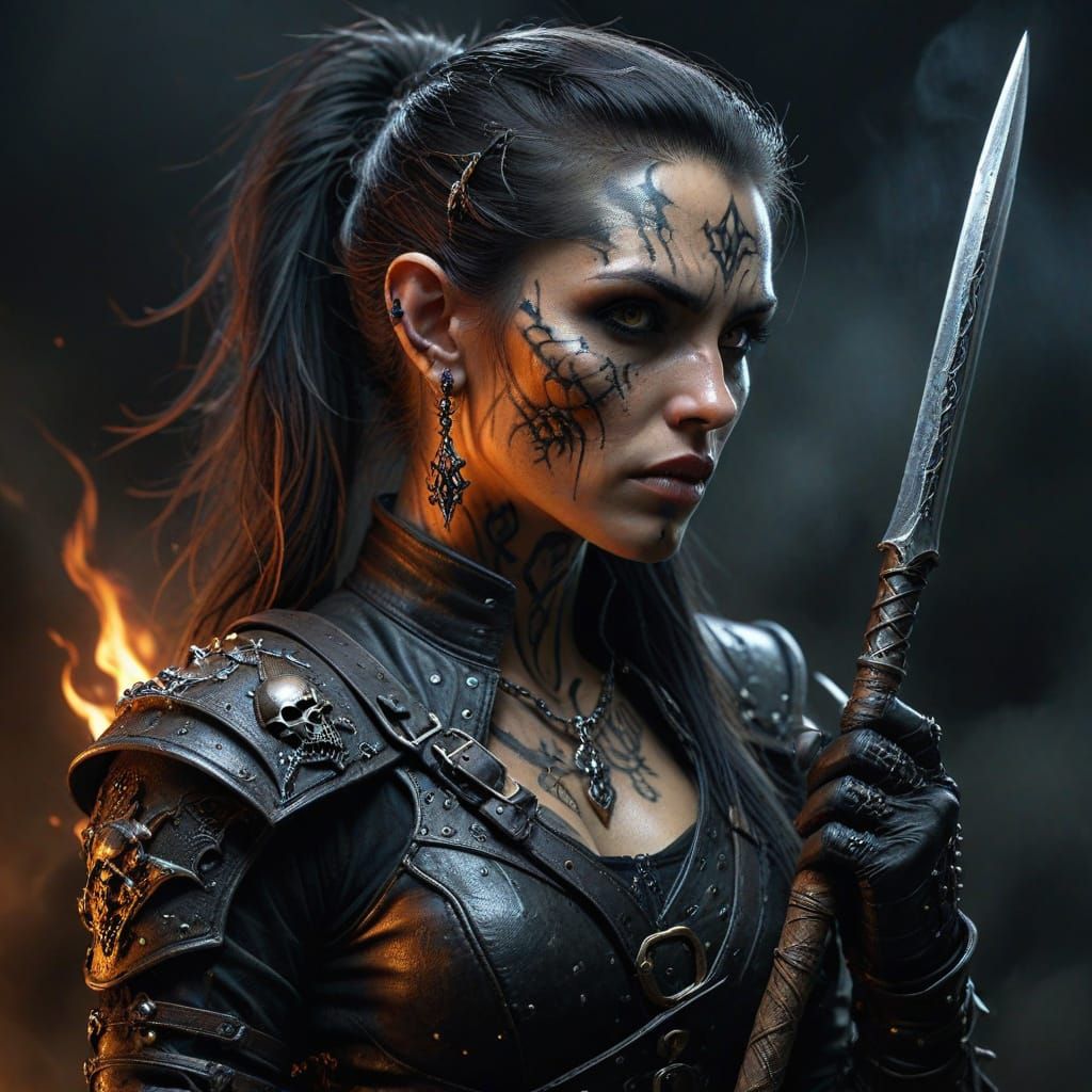 Mystical Medieval Thief with Fire Dagger