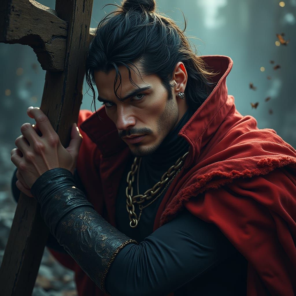 Fantasy Prince Chained in Dark Anime Style