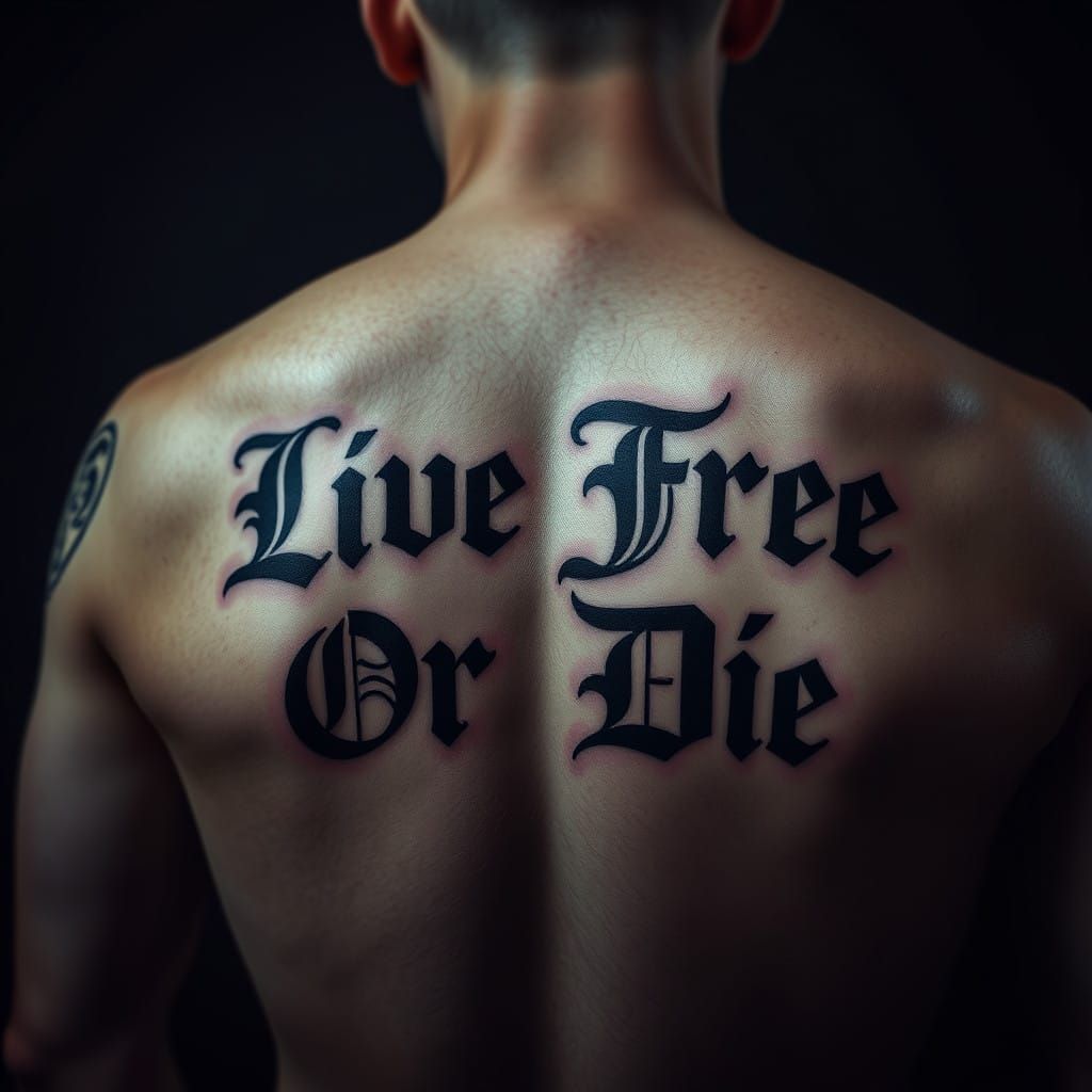 Gothic Script Back Tattoo in Moody HDR