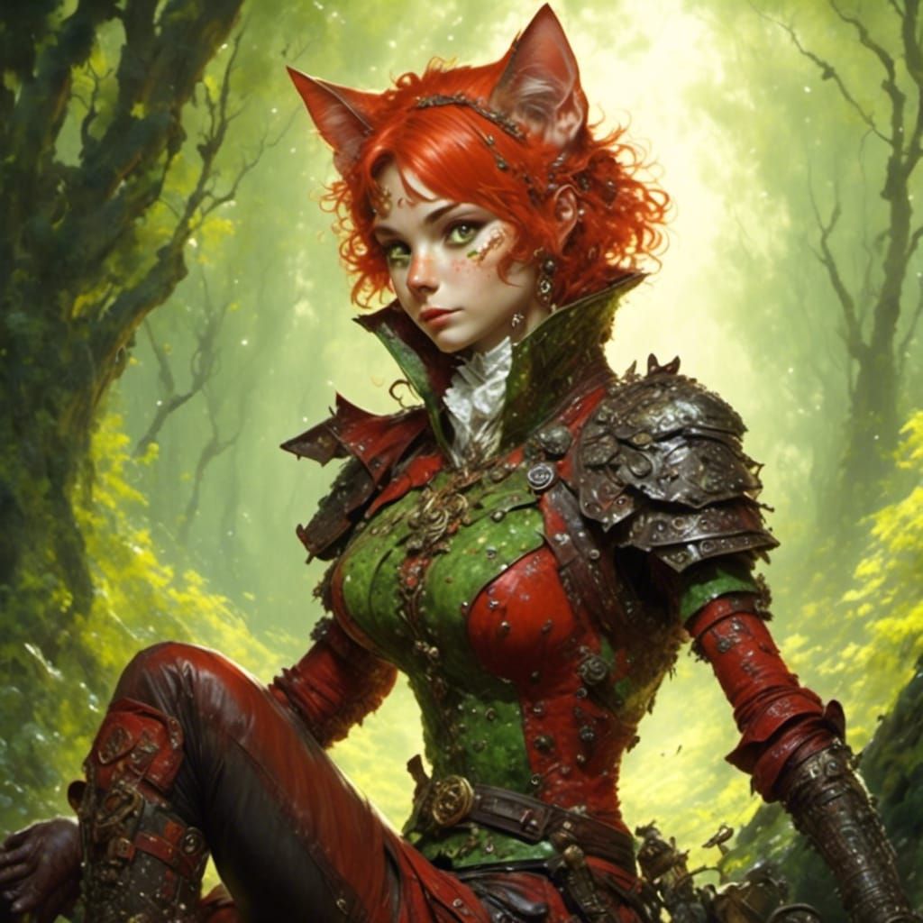 Female Tabaxi Portrait in RPG Style