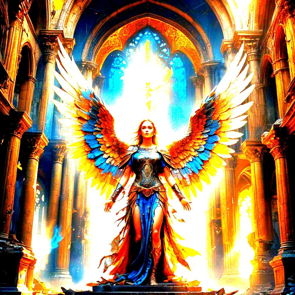 Detailed Angel Matte Painting in Deep Color