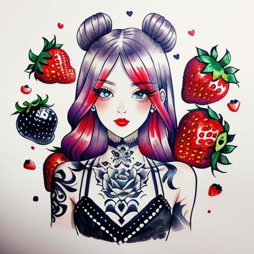 Strawberry Tattoo Design: Cute Ink Drawing