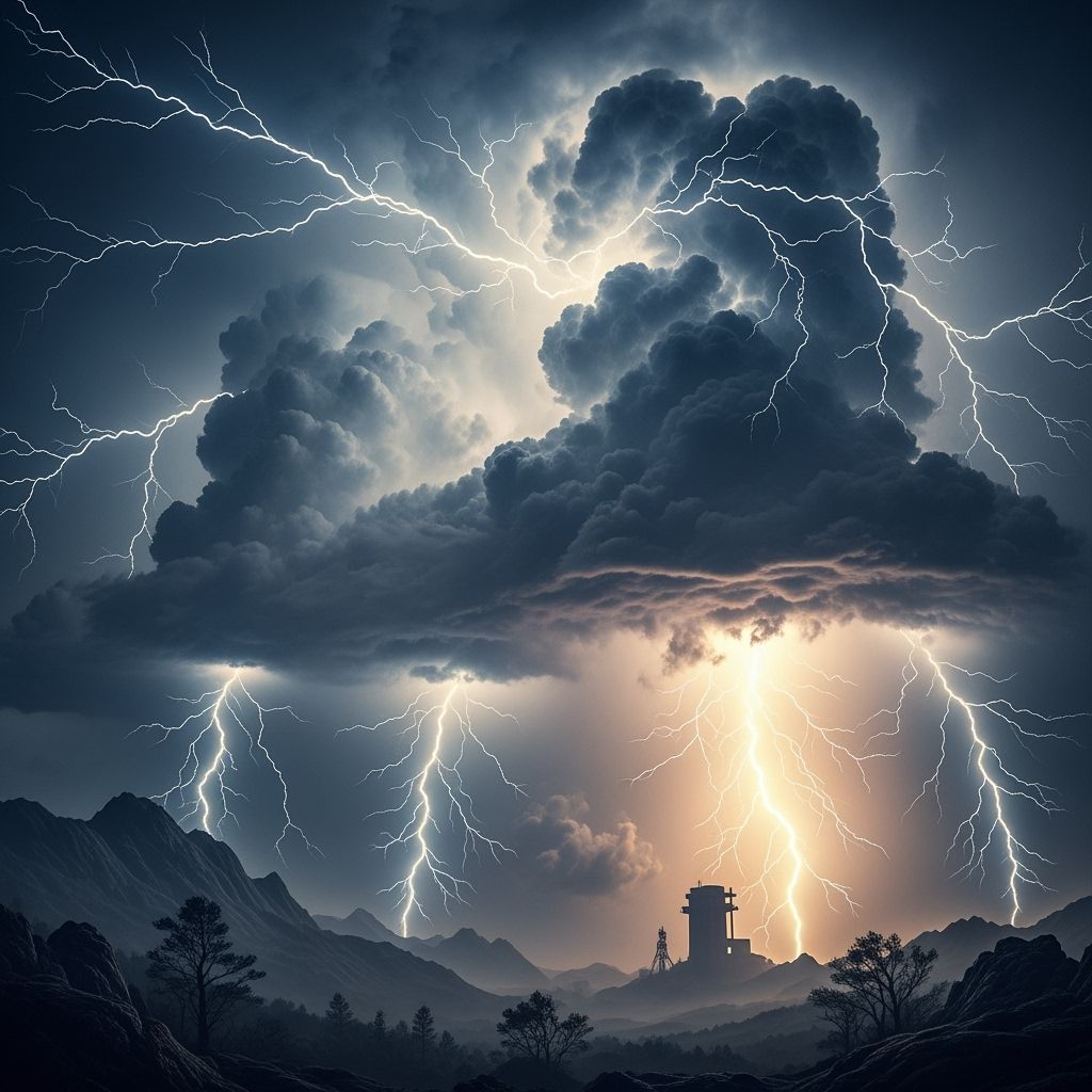 Dramatic Electrical Storm Art in Digital Style