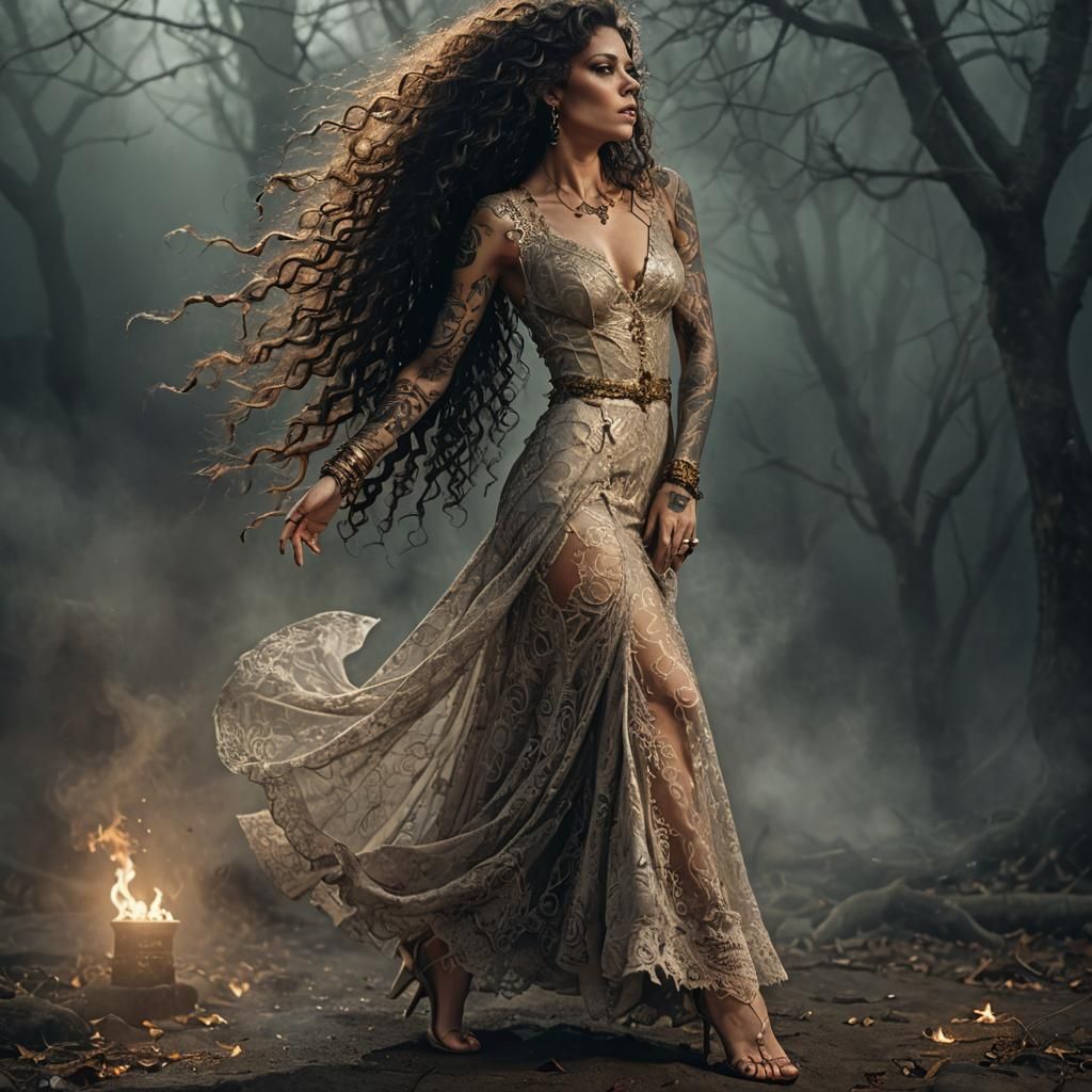 Mystical Witch Portrait in Cinematic Style