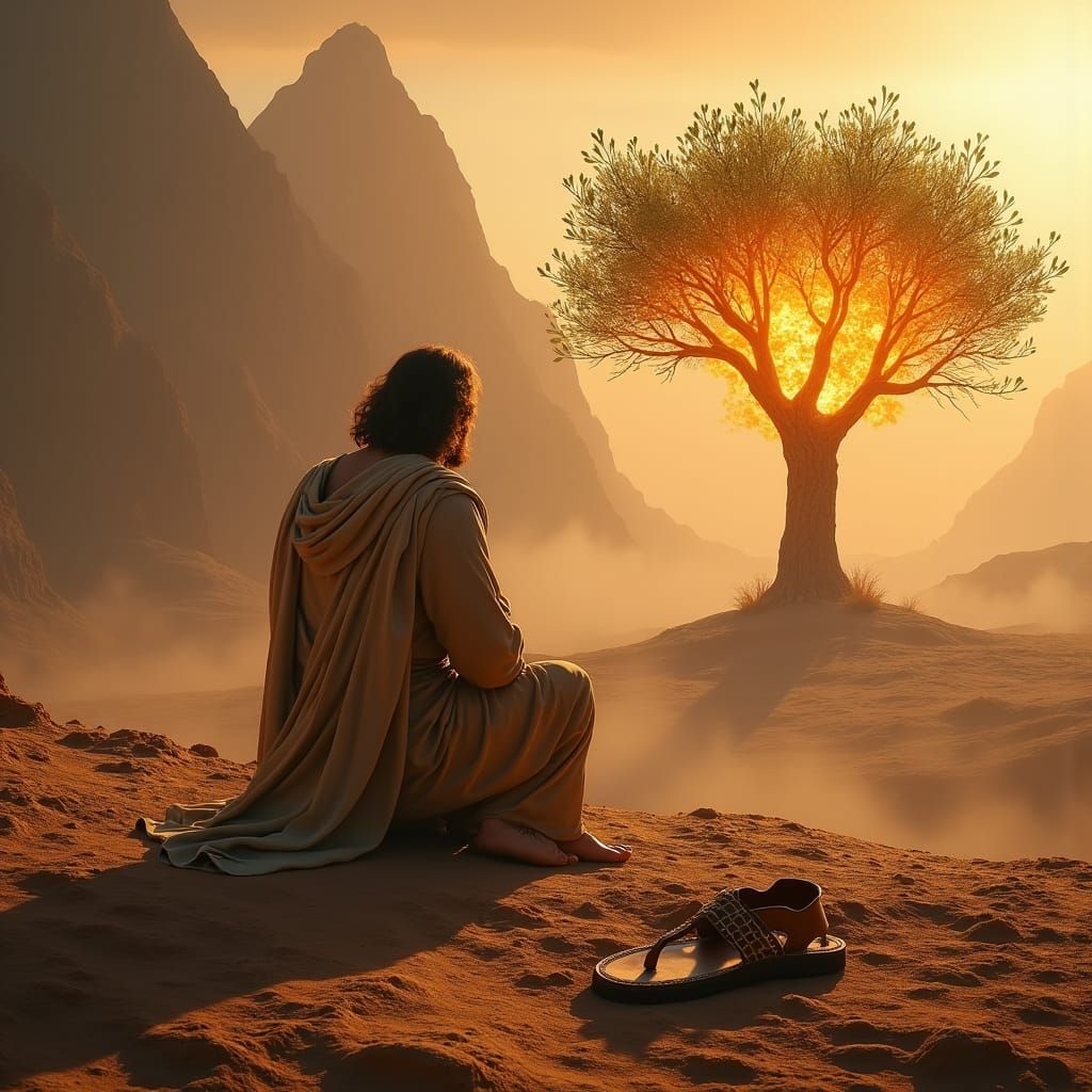 Moses and the Burning Bush on Mount Sinai