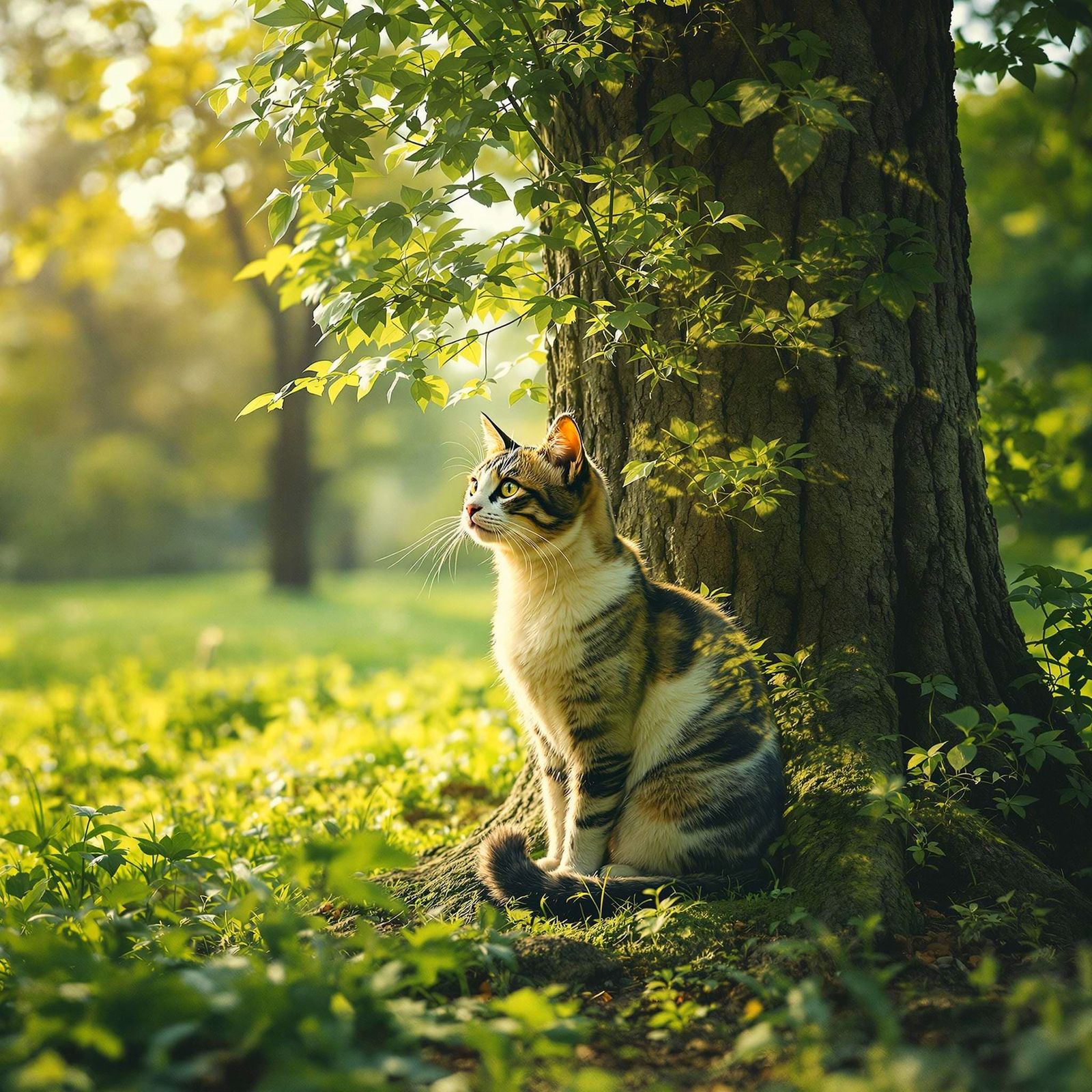 Double Exposure: Cat and Tree