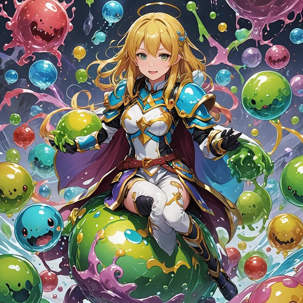 Anime Paladin Rides a Slime Companion