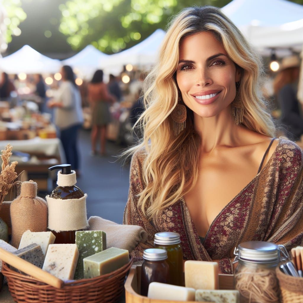 Sophisticated Eco-Friendly Market Vender in Bohemian Style