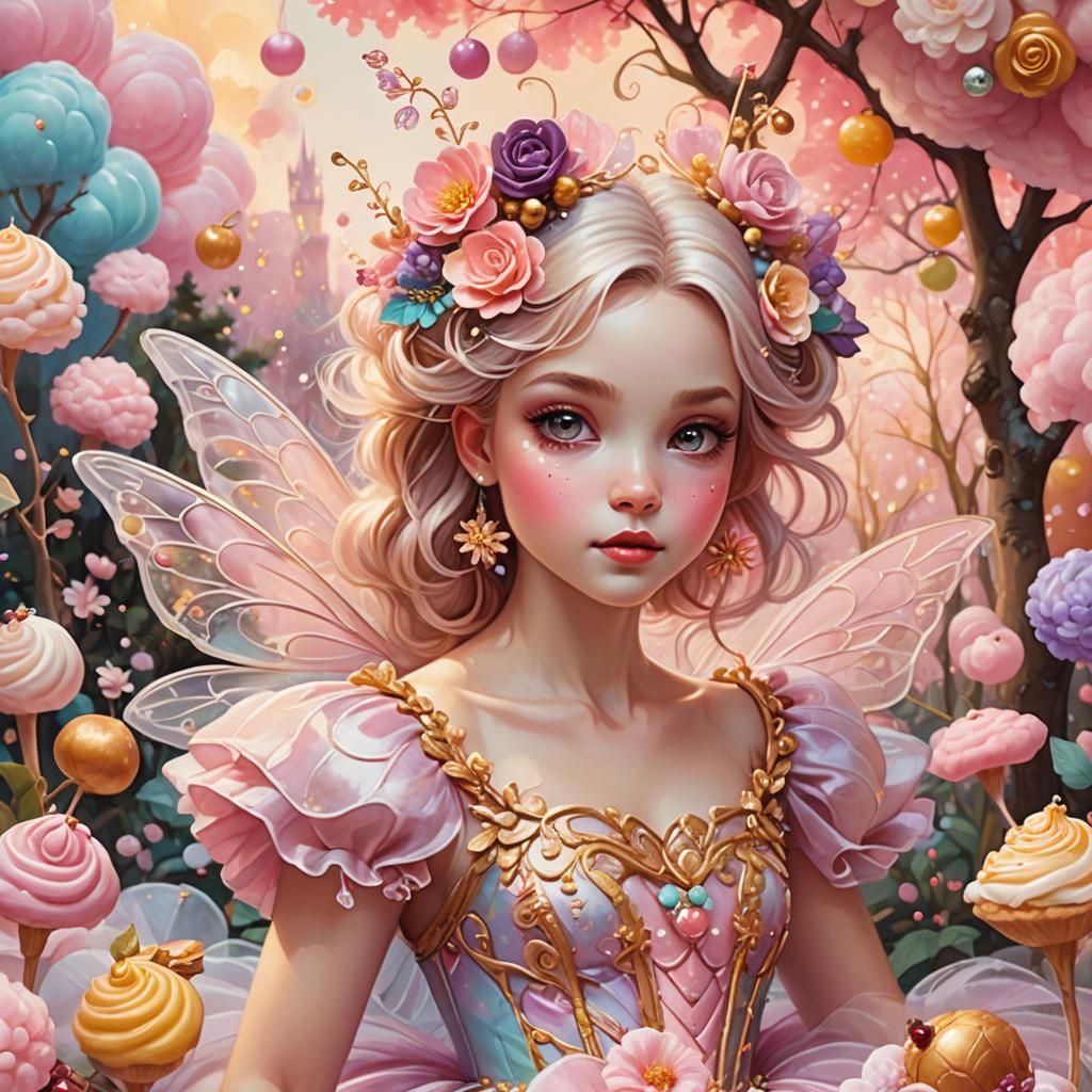 Sugar Plum Fairy in a Sweet Fantasy Garden