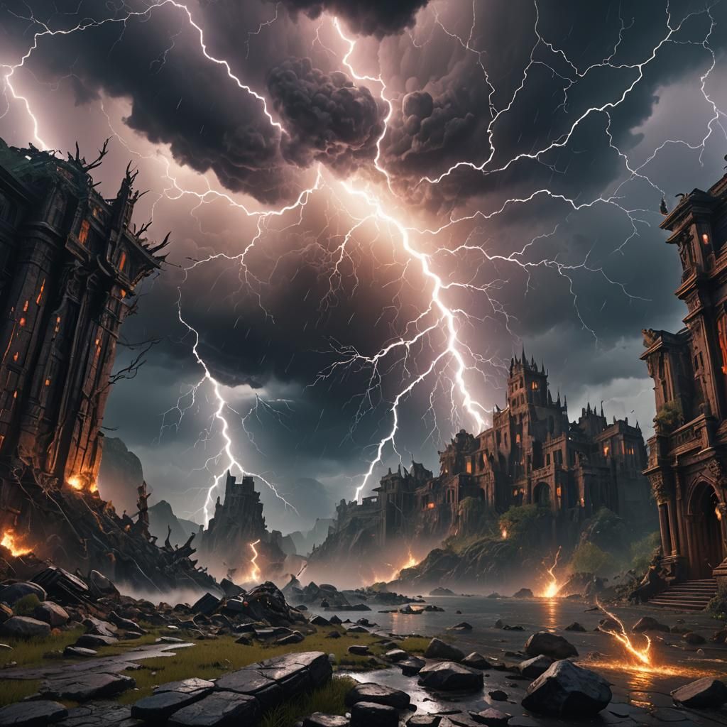 Dramatic Thunder and Lightning Storm Art