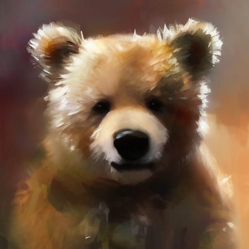 Teddy Bear Ready for a Hug, Impasto Style