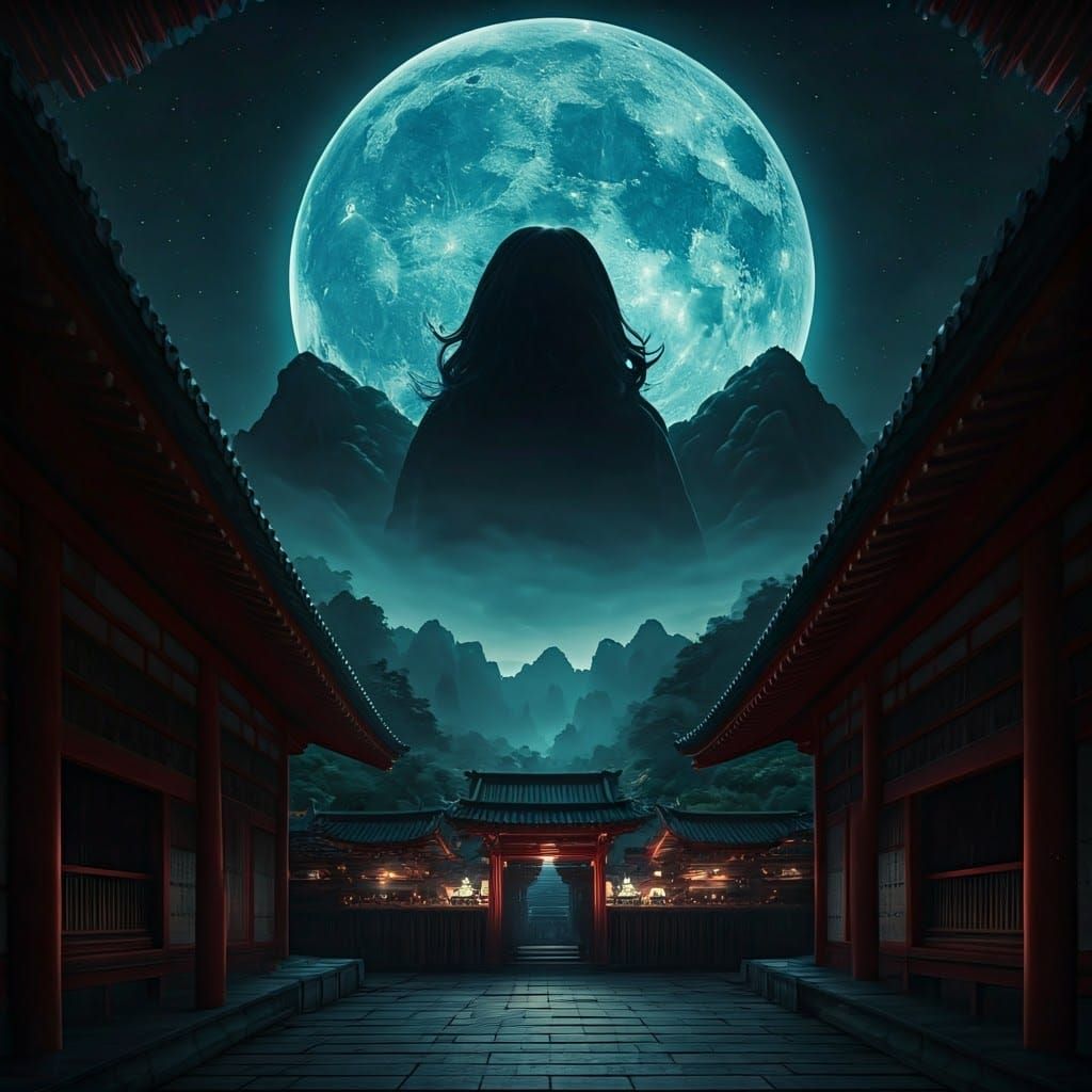 Ethereal Japanese Goddess in Dreamlike Landscape