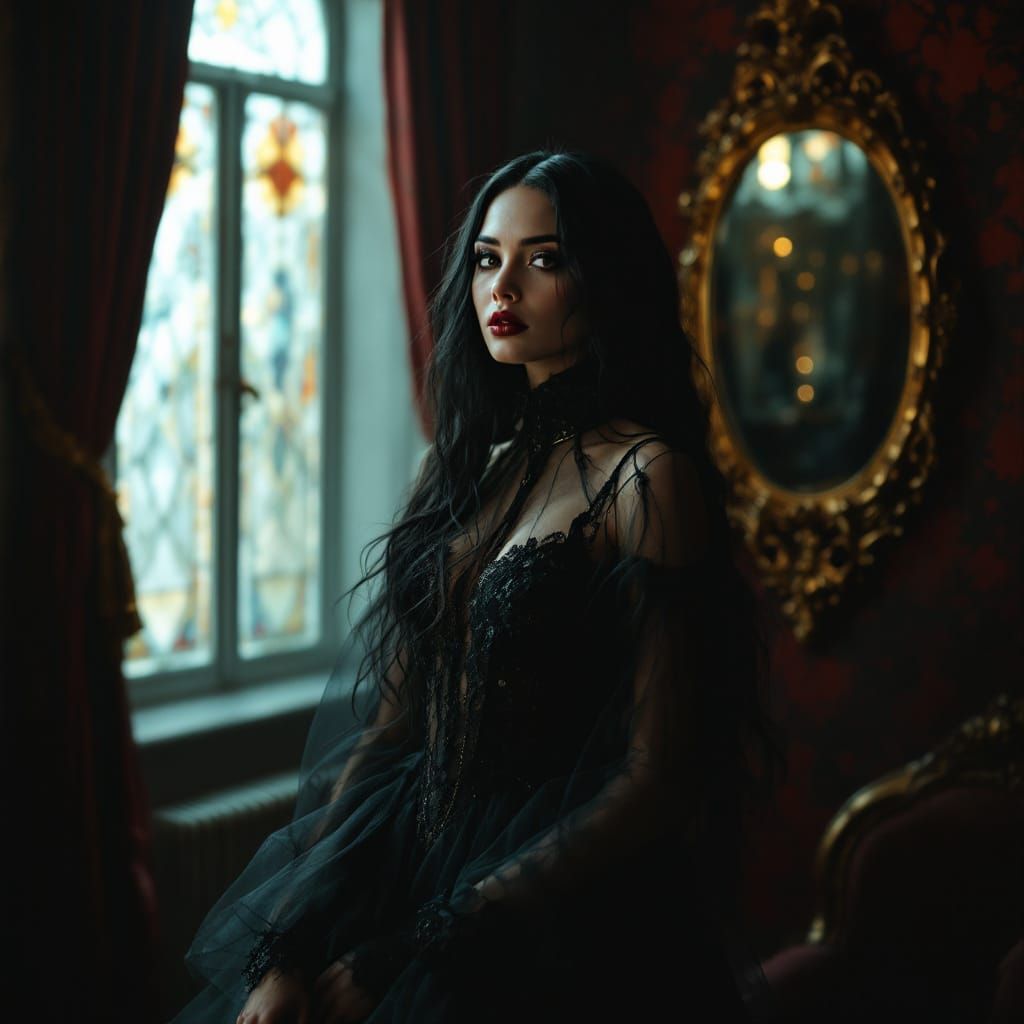 Ethereal Victorian Beauty in Ornate Parlor